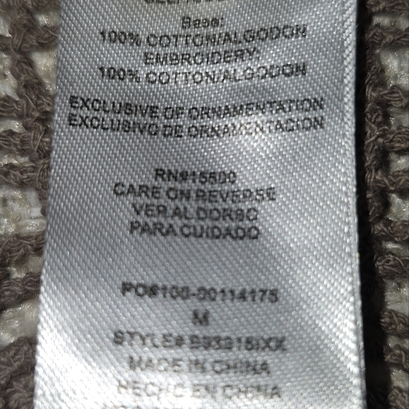 NWT Tan Short Sleeve 100% Cotton Crochet Lace Top with built in neutral cami Med - Picture 13 of 15